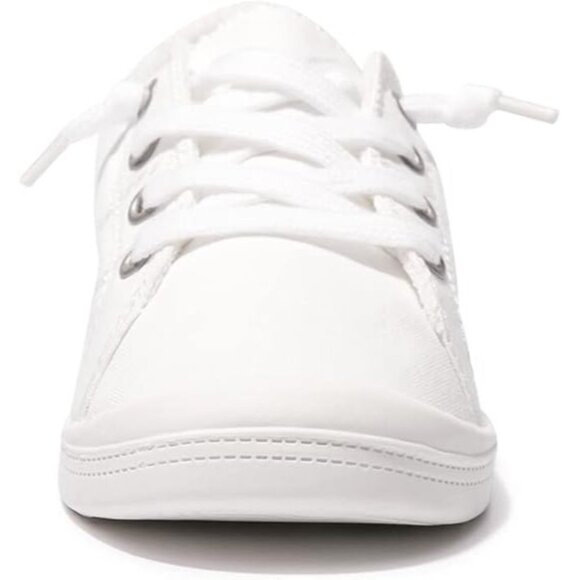 Beneker Size 7 Sneakers Womens White Canvas Low Top Round Toe Adjustable Pull-On - Picture 3 of 12